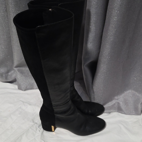 Tory Burch Black Heeled Boots with Gold Accent - Picture 8 of 16